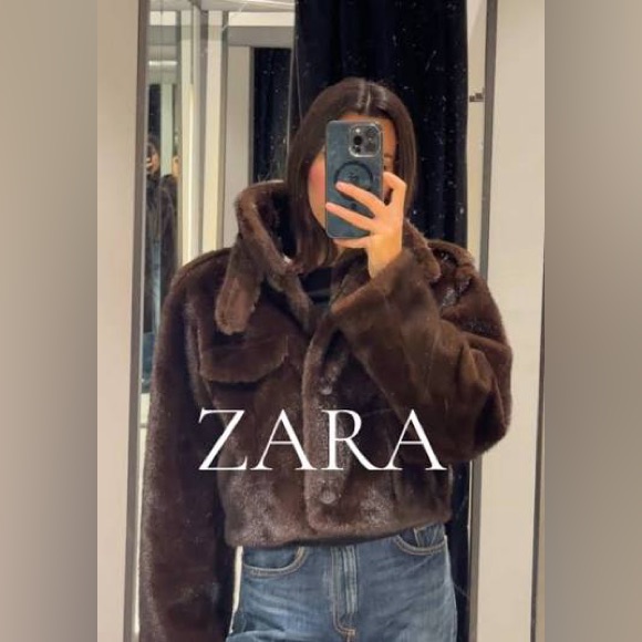 Zara Nwt Faux Fur Bomber Jacket